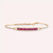 1.52 CT Yakut ve Pırlanta Taşlı Rose Altın Bileklik