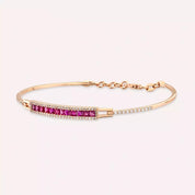 1.52 CT Yakut ve Pırlanta Taşlı Rose Altın Bileklik