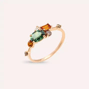 1.56 CT Brown Pırlanta ve Multicolor Safir Taşlı Yüzük