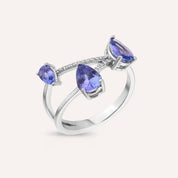 1.62 CT Tanzanit ve Pırlanta Taşlı Beyaz Altın Yüzük
