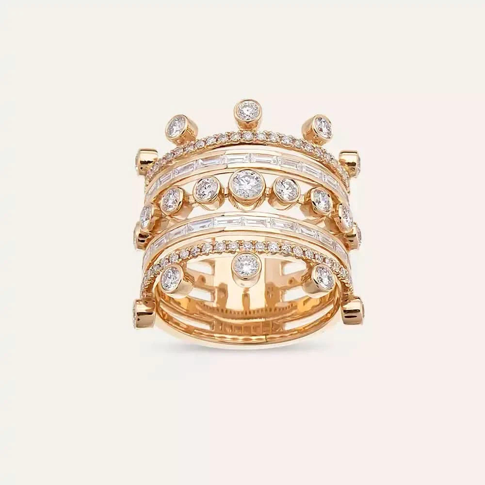 1.66 CT Baget Pırlanta Taşlı Rose Altın Yüzük