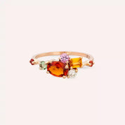 1.72 CT Multicolor Safir ve Pırlanta Taşlı Rose Altın Yüzük