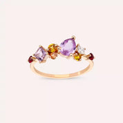 Glow 1.74 CT Multicolor Safir ve Pırlanta Taşlı Rose Altın Yüzük