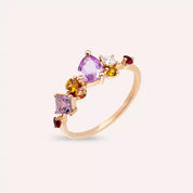 1.74 CT Multicolor Safir ve Pırlanta Taşlı Rose Altın Yüzük
