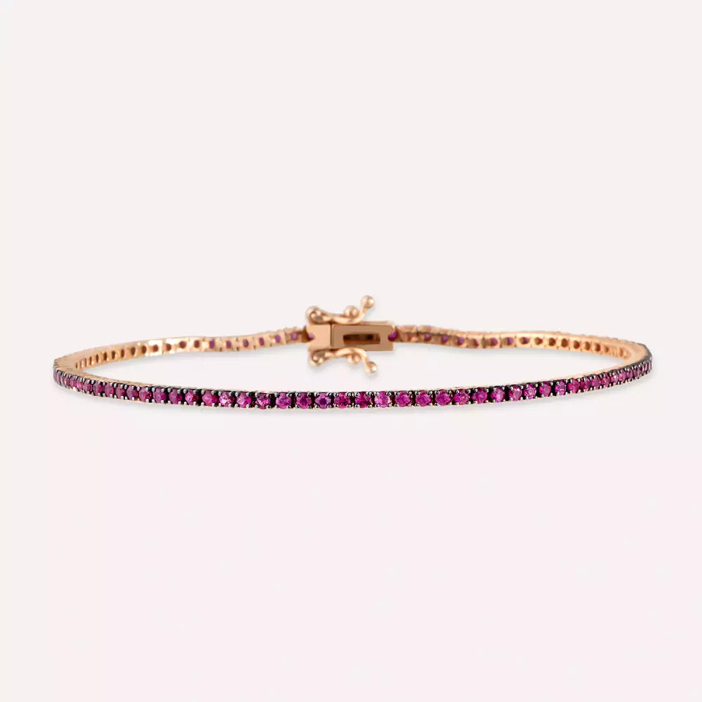 1.80 CT Yakut Taşlı Rose Altın Suyolu Bileklik
