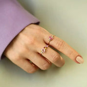 Glow 1.82 CT Multicolor Safir ve Pırlanta Taşlı Sarı Altın Yüzük