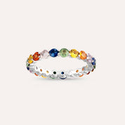 2.49 CT Multicolor Safir Taşlı Tamtur Beyaz Altın Yüzük