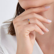 2.49 CT Multicolor Safir Taşlı Tamtur Beyaz Altın Yüzük