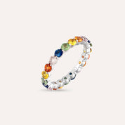 2.49 CT Multicolor Safir Taşlı Tamtur Beyaz Altın Yüzük