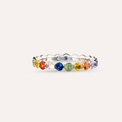 2.49 CT Multicolor Safir Taşlı Tamtur Beyaz Altın Yüzük