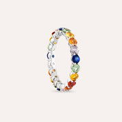 2.49 CT Multicolor Safir Taşlı Tamtur Beyaz Altın Yüzük