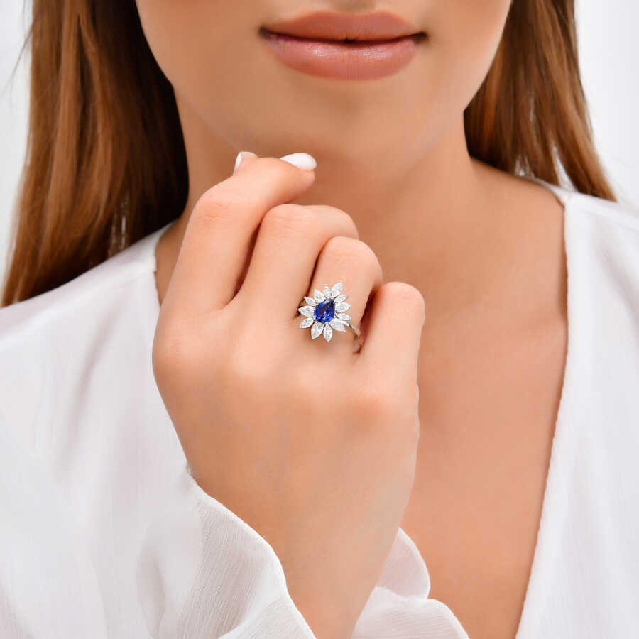 2,74 Karat Pırlanta Safir Yüzük
