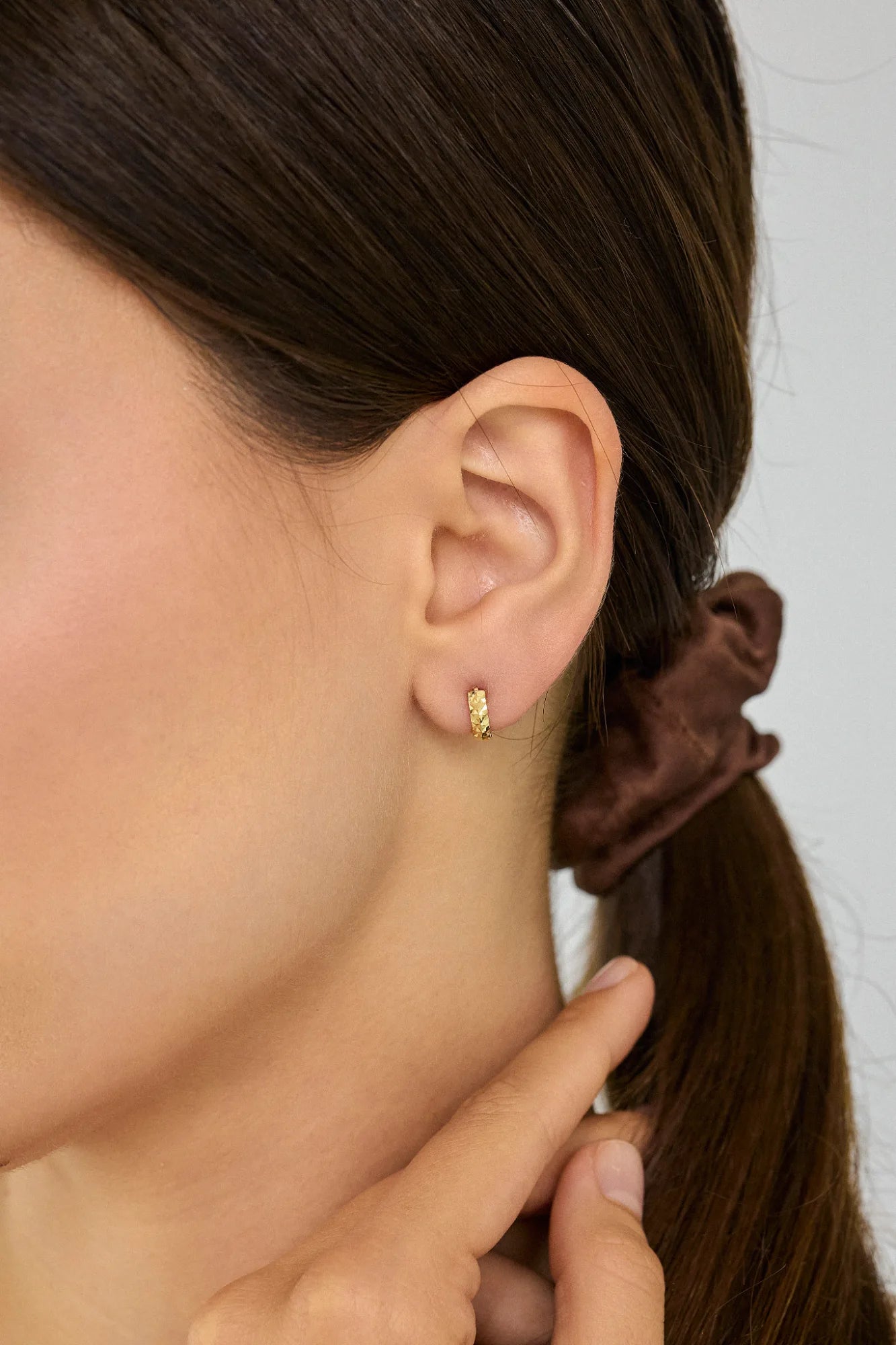 14 Ayar Altın Kalemli Bombe Halka Küpe 8 mm