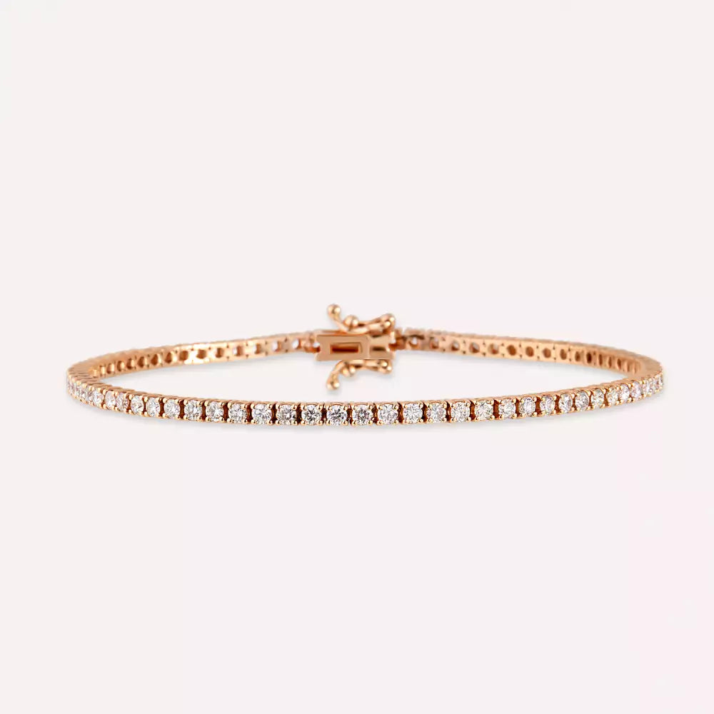 2.03 CT Pırlanta Taşlı Rose Altın Suyolu Bileklik