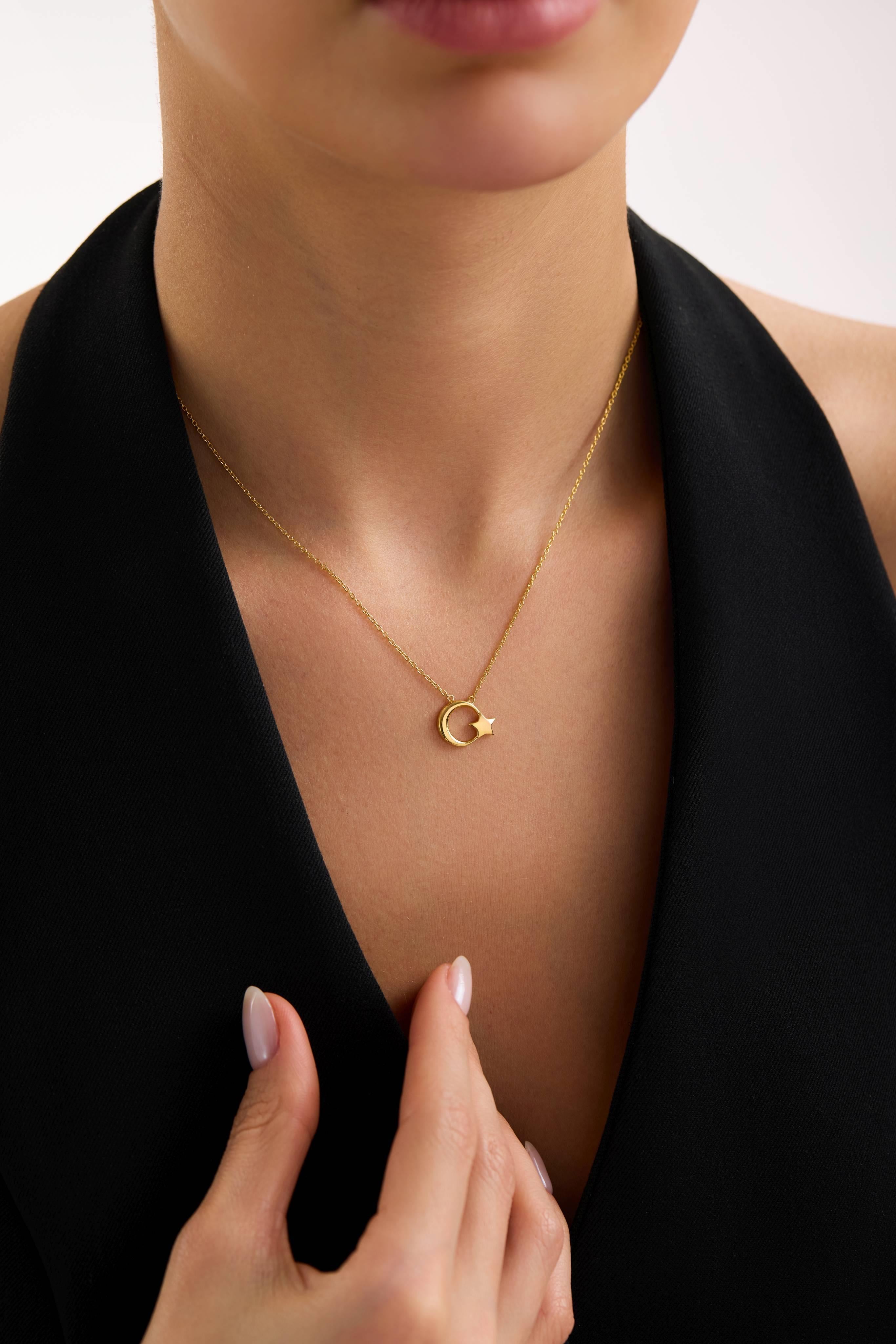 22 Ayar Ay Yıldız Altın Kolye