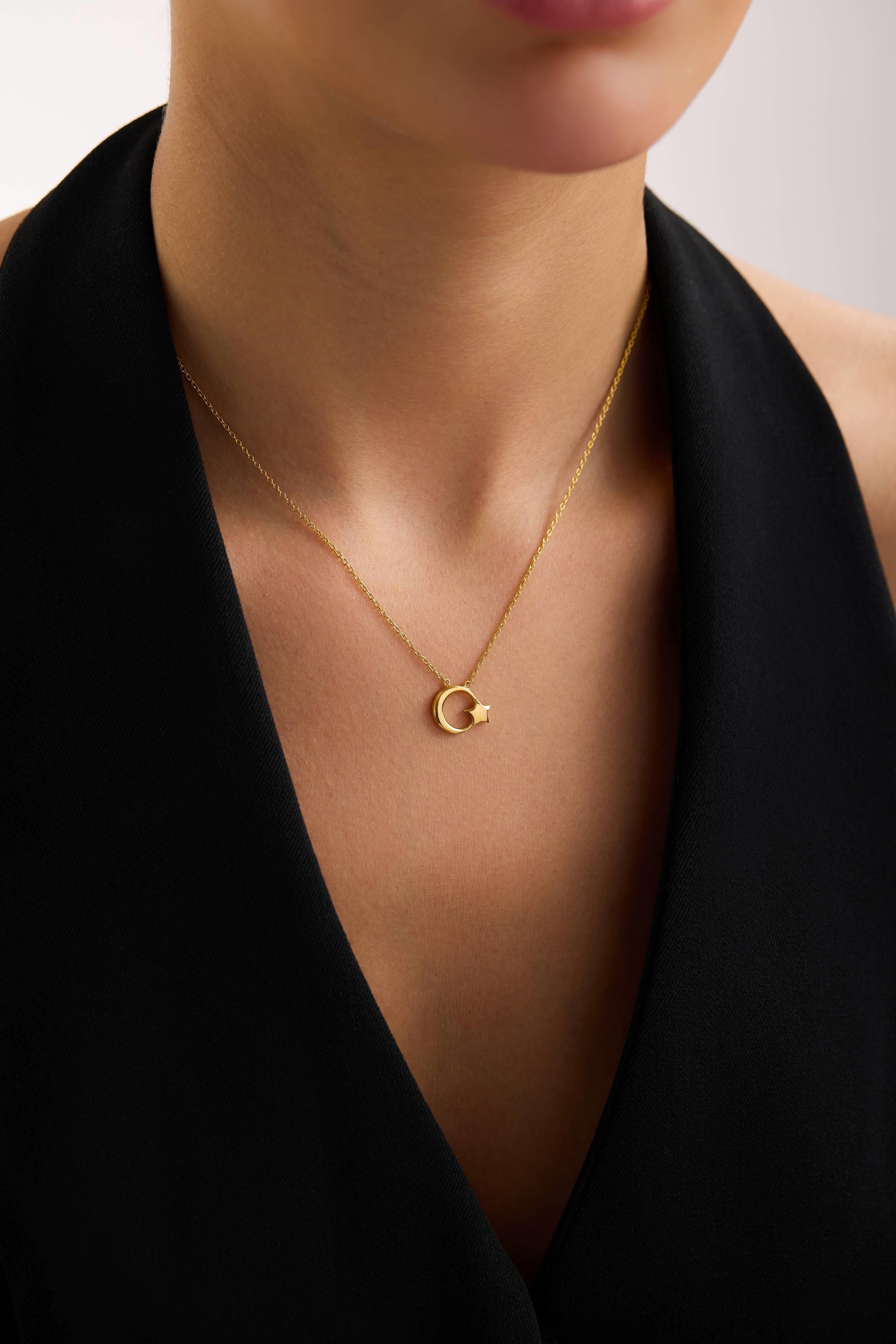 22 Ayar Ay Yıldız Altın Kolye