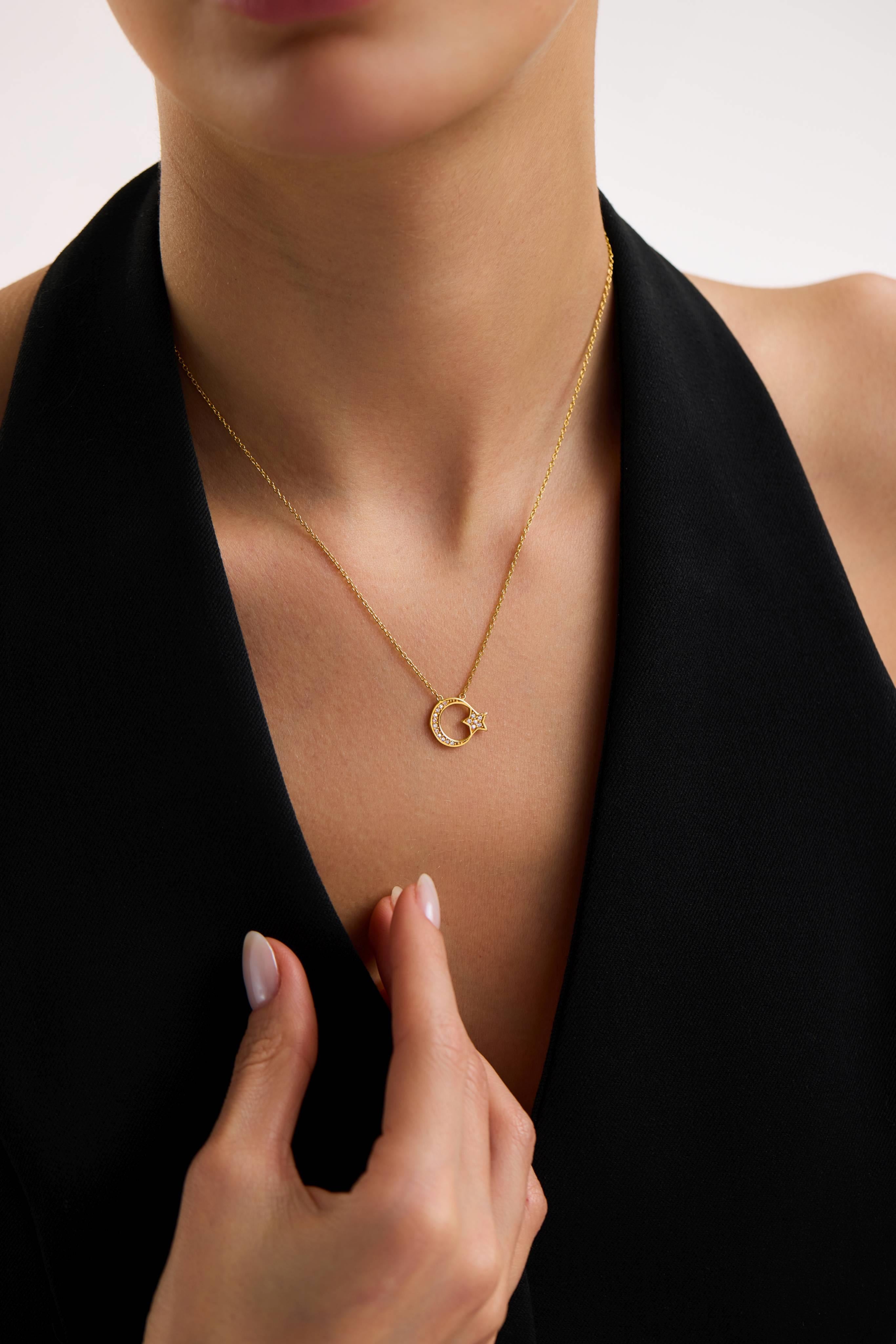 22 Ayar Ay Yıldız Altın Kolye