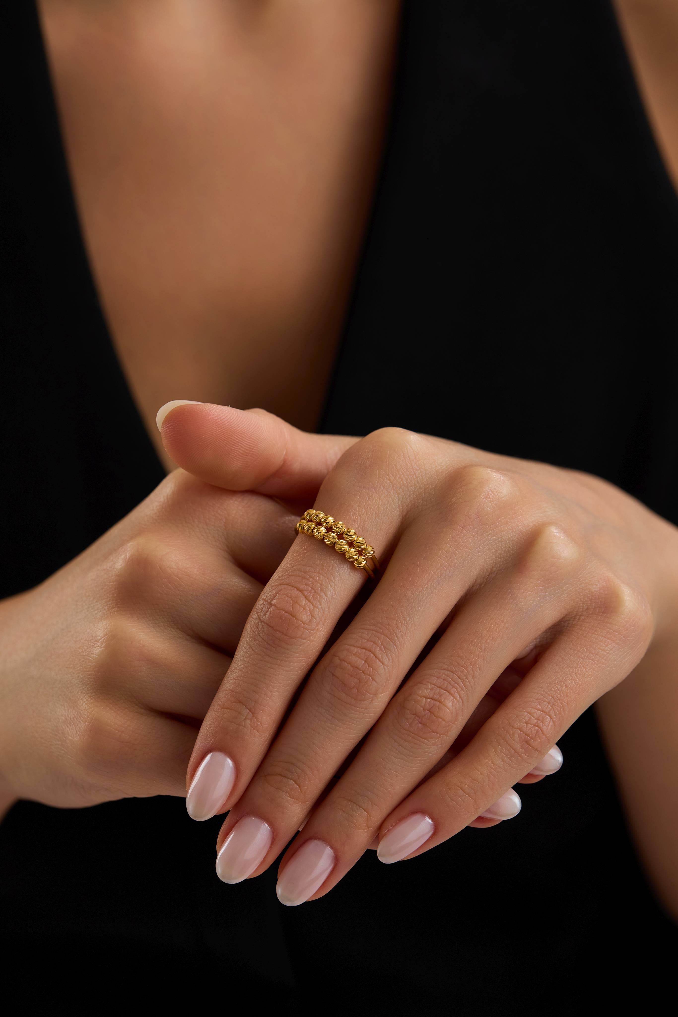 22 Ayar Çift Sıra Dorikalı Altın Yüzük