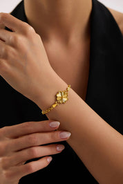 22 Ayar Doç Zincir Yonca Altın Bileklik