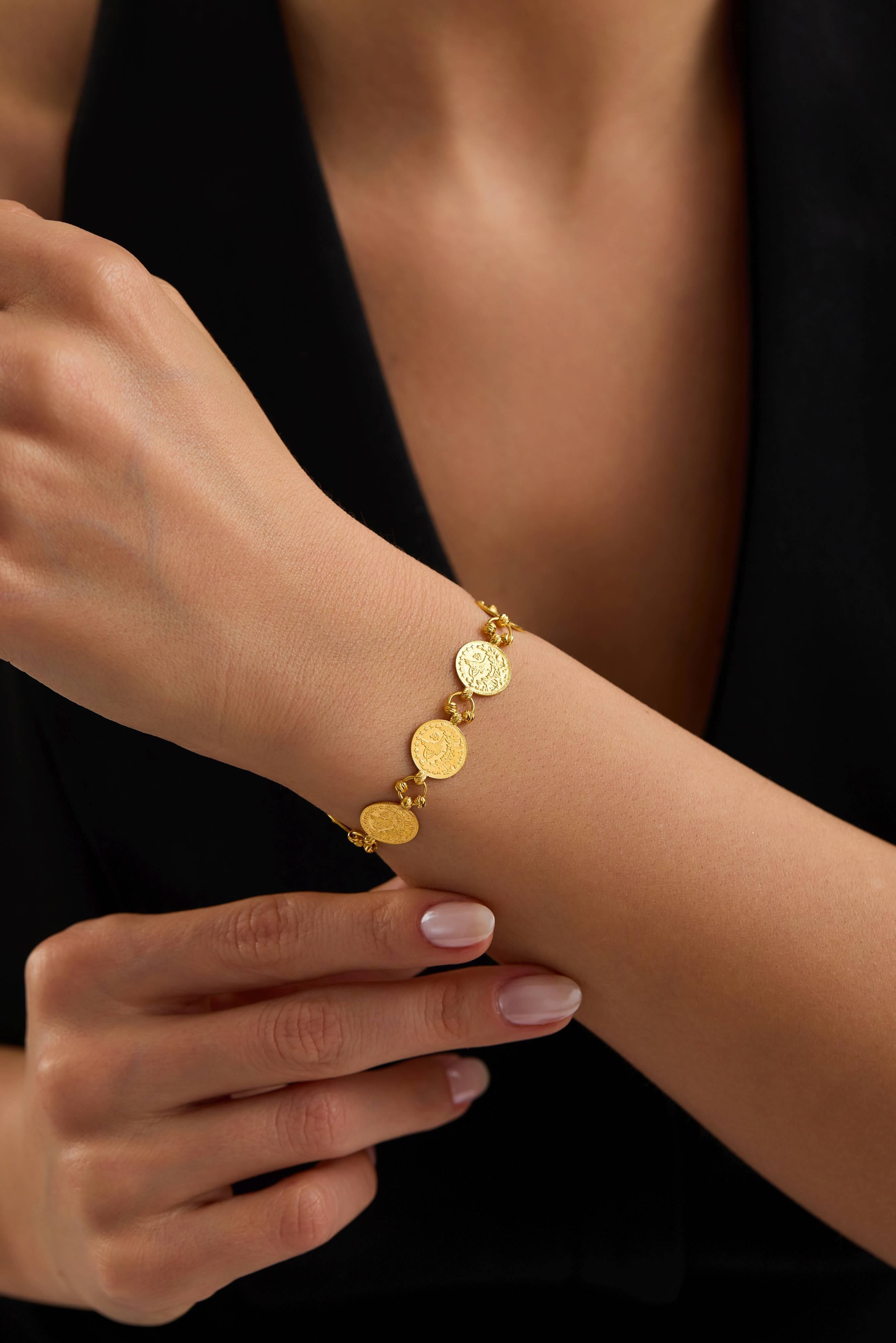 22 Ayar Dorikalı Dokuzlu Tuğralı Altın Bileklik