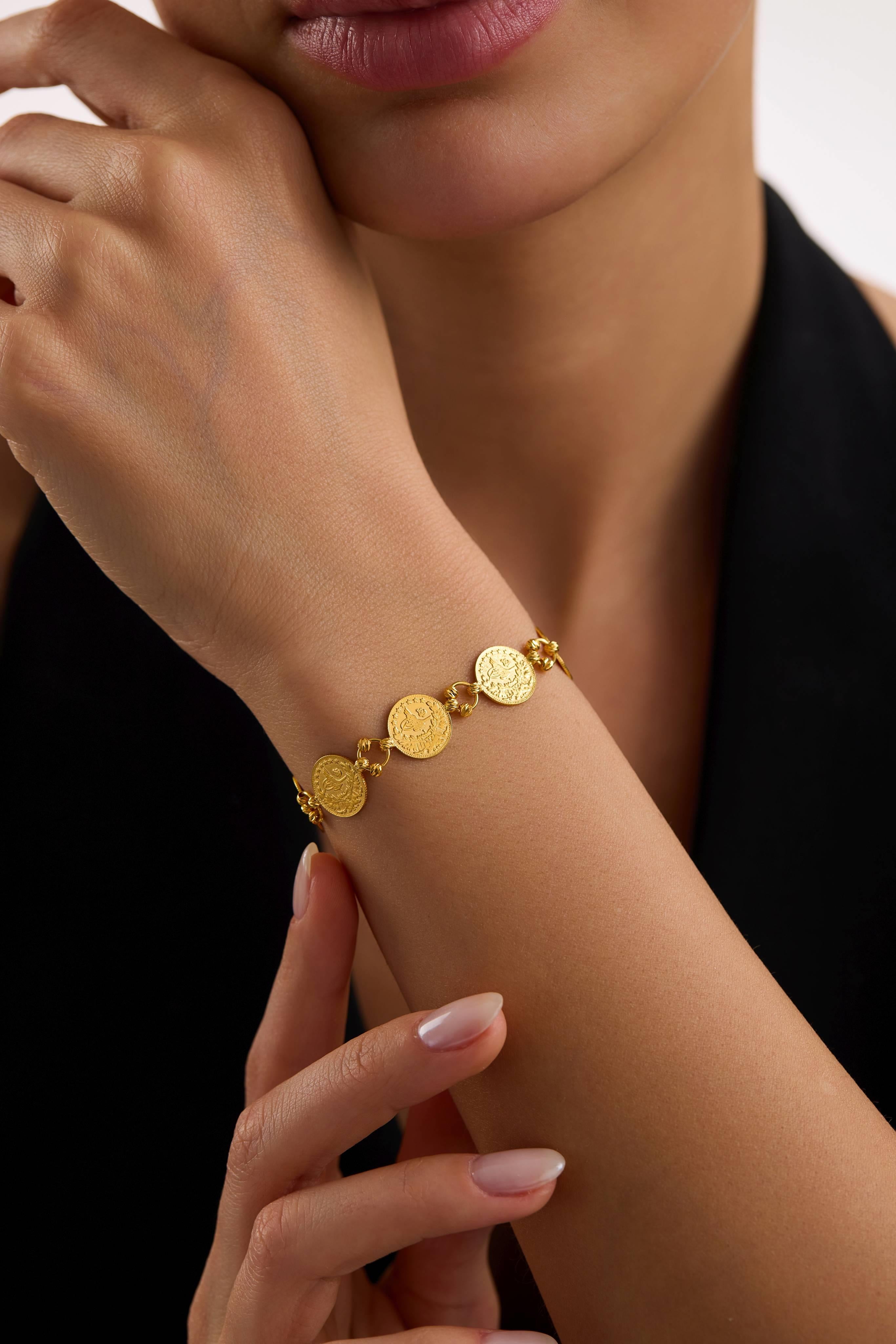 22 Ayar Dorikalı Dokuzlu Tuğralı Altın Bileklik