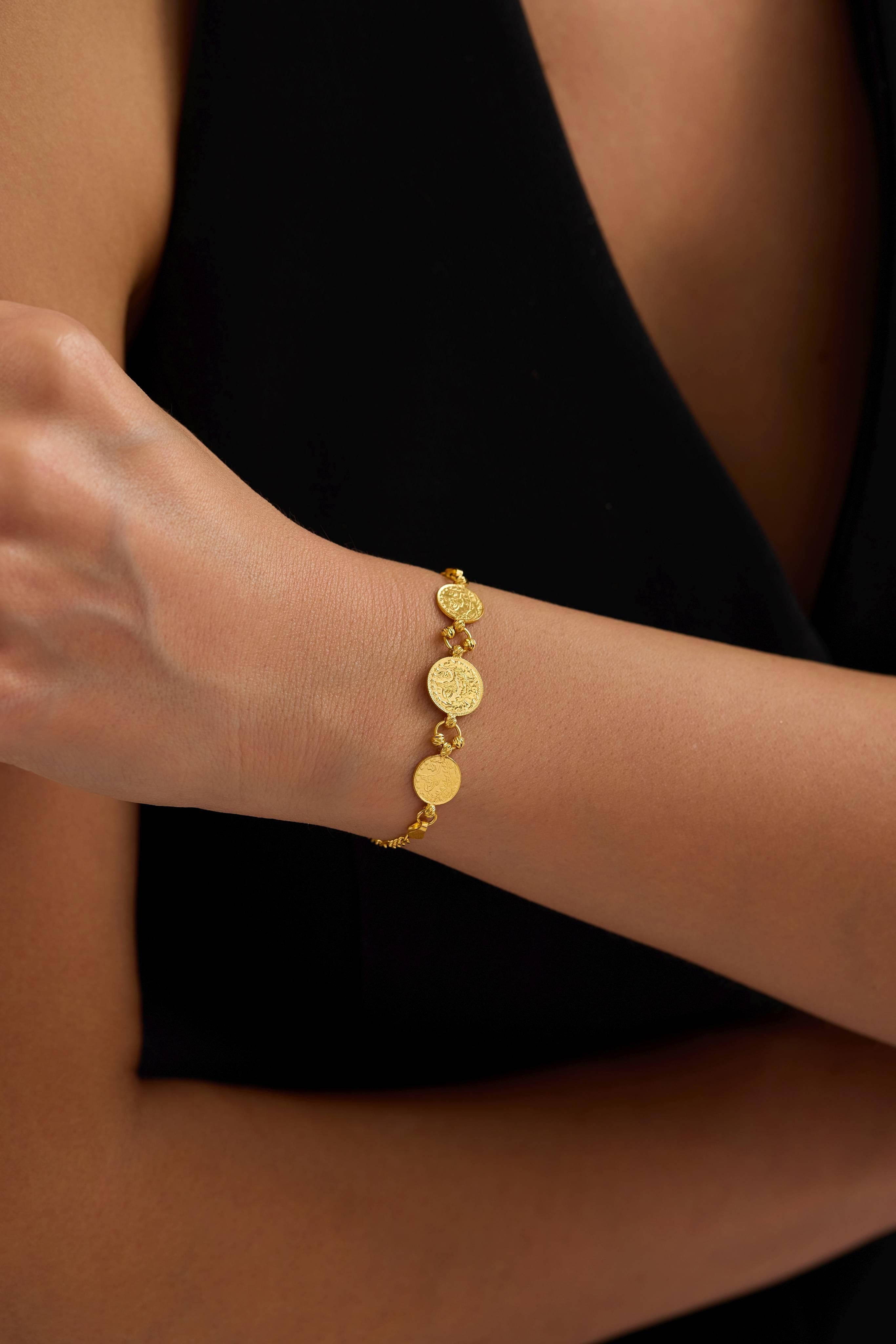 22 Ayar Dorikalı Figaro Tuğralı Altın Bileklik