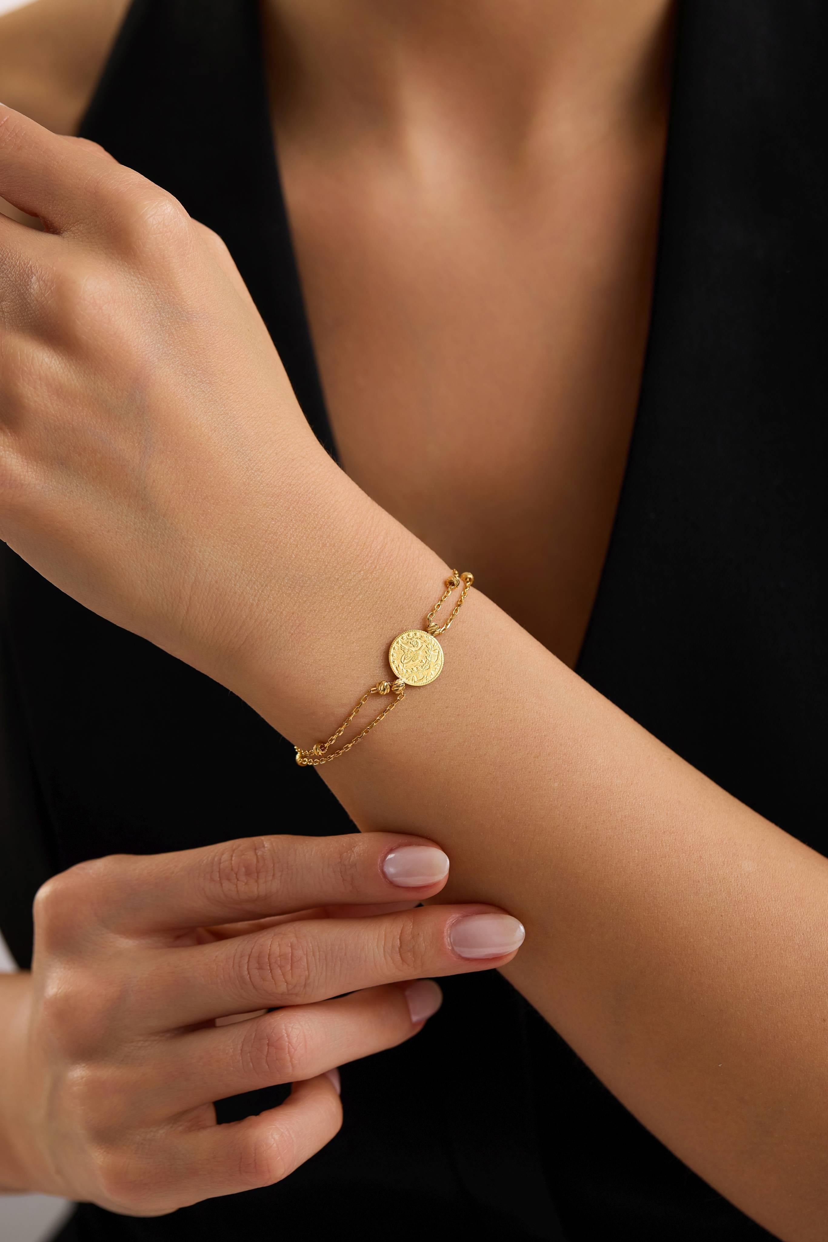 22 Ayar Dorikalı Tuğralı Altın Bileklik