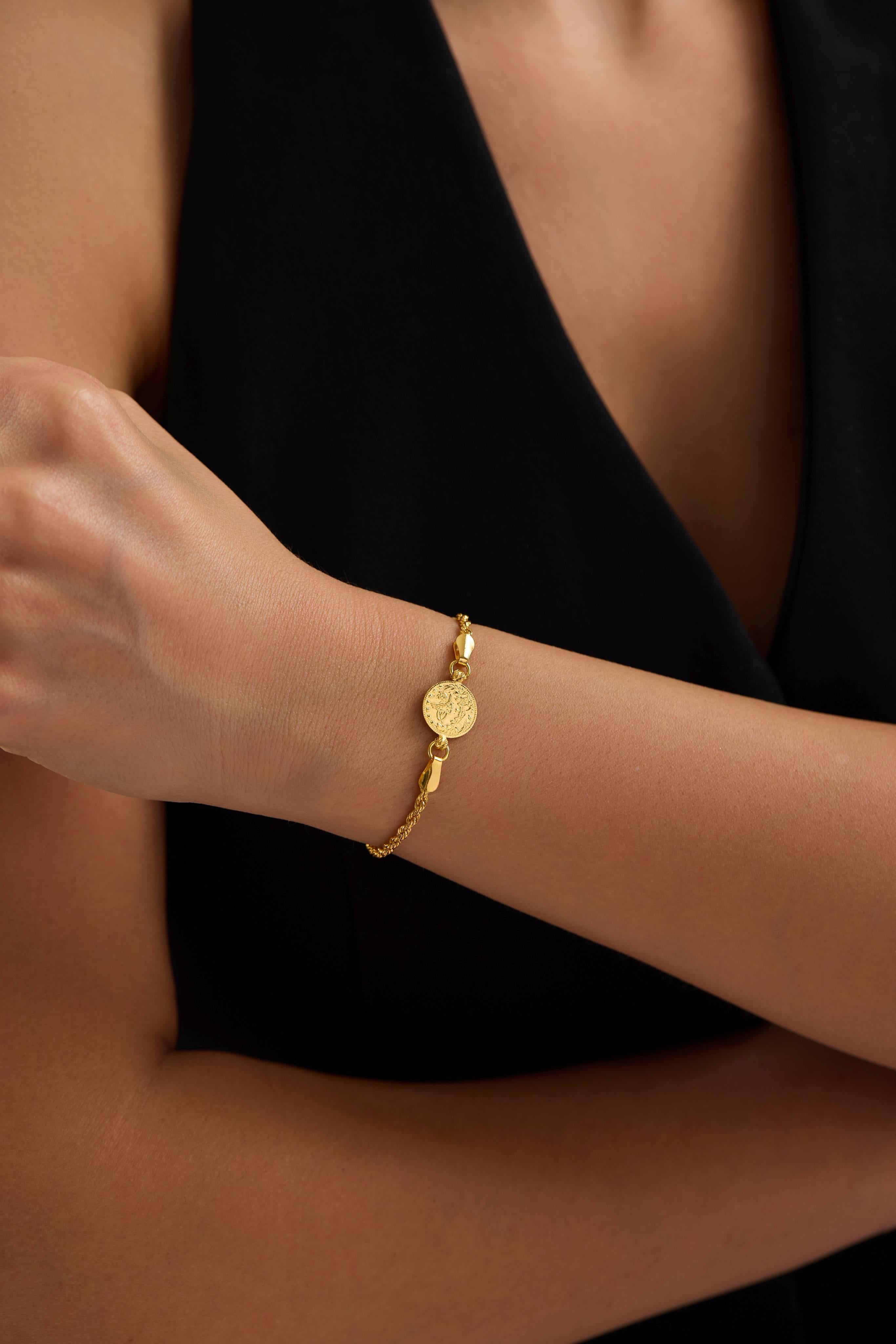 22 Ayar Halat Tuğralı Altın Bileklik