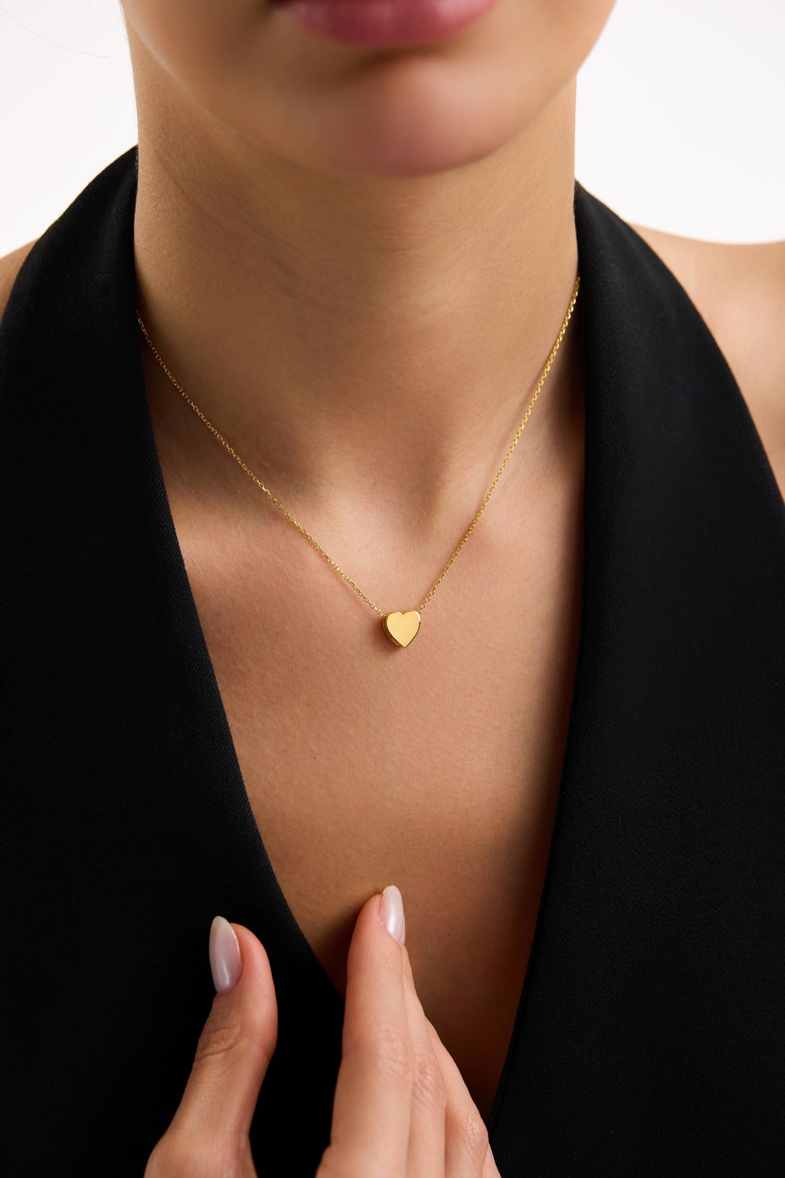 22 Ayar Kalp Altın Kolye