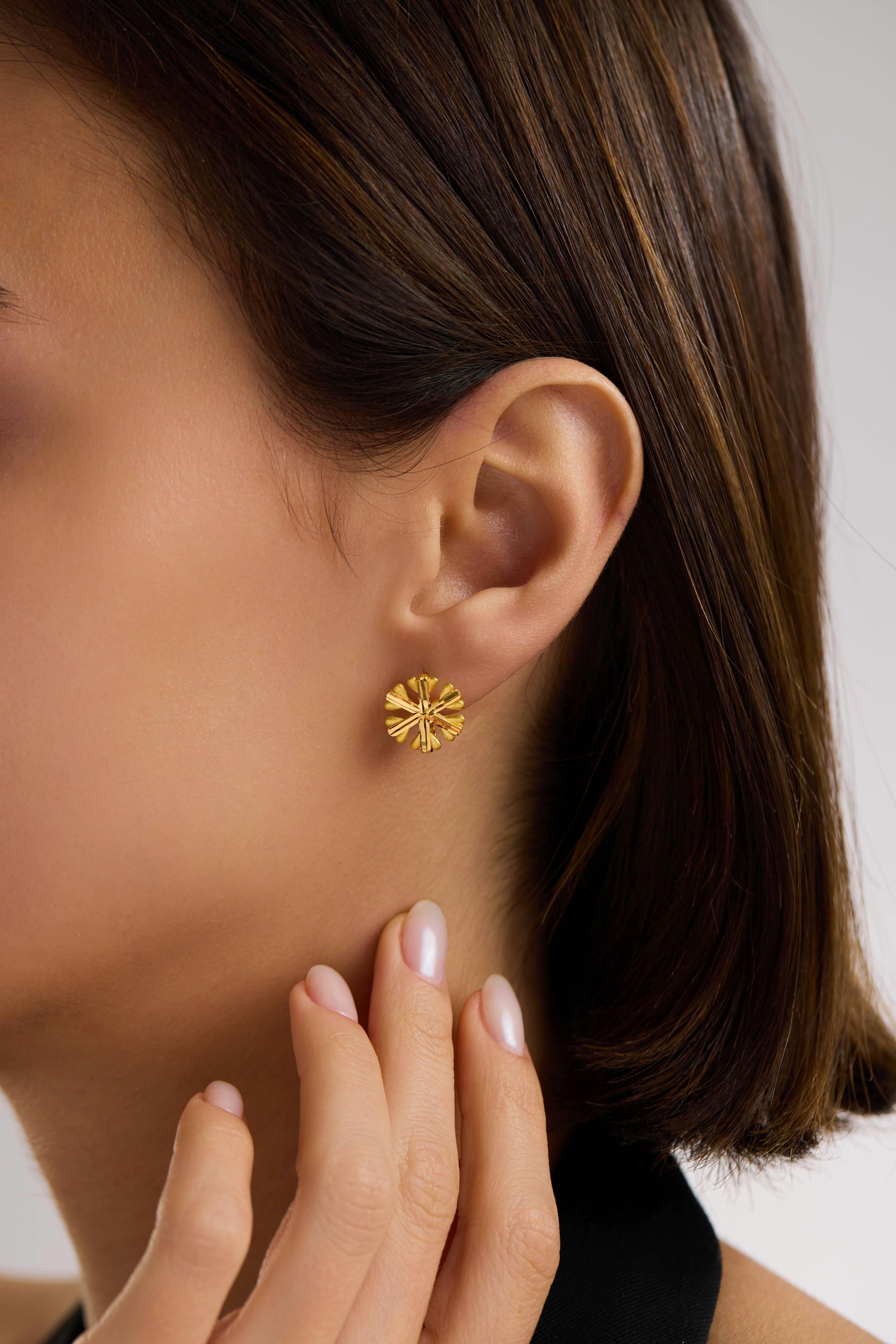 22 Ayar Kar Tanesi Altın Küpe