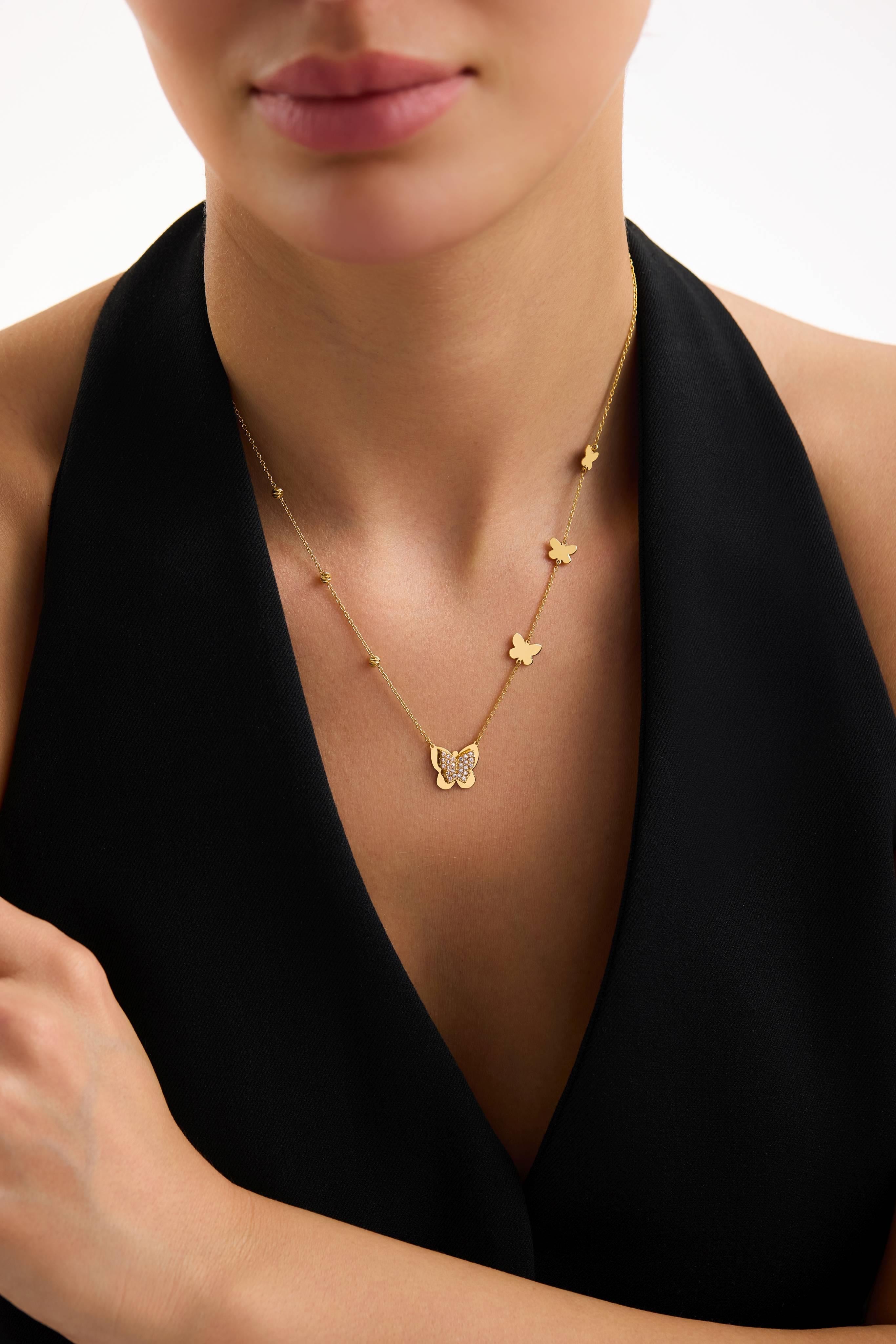 22 Ayar Kelebek Altın Kolye