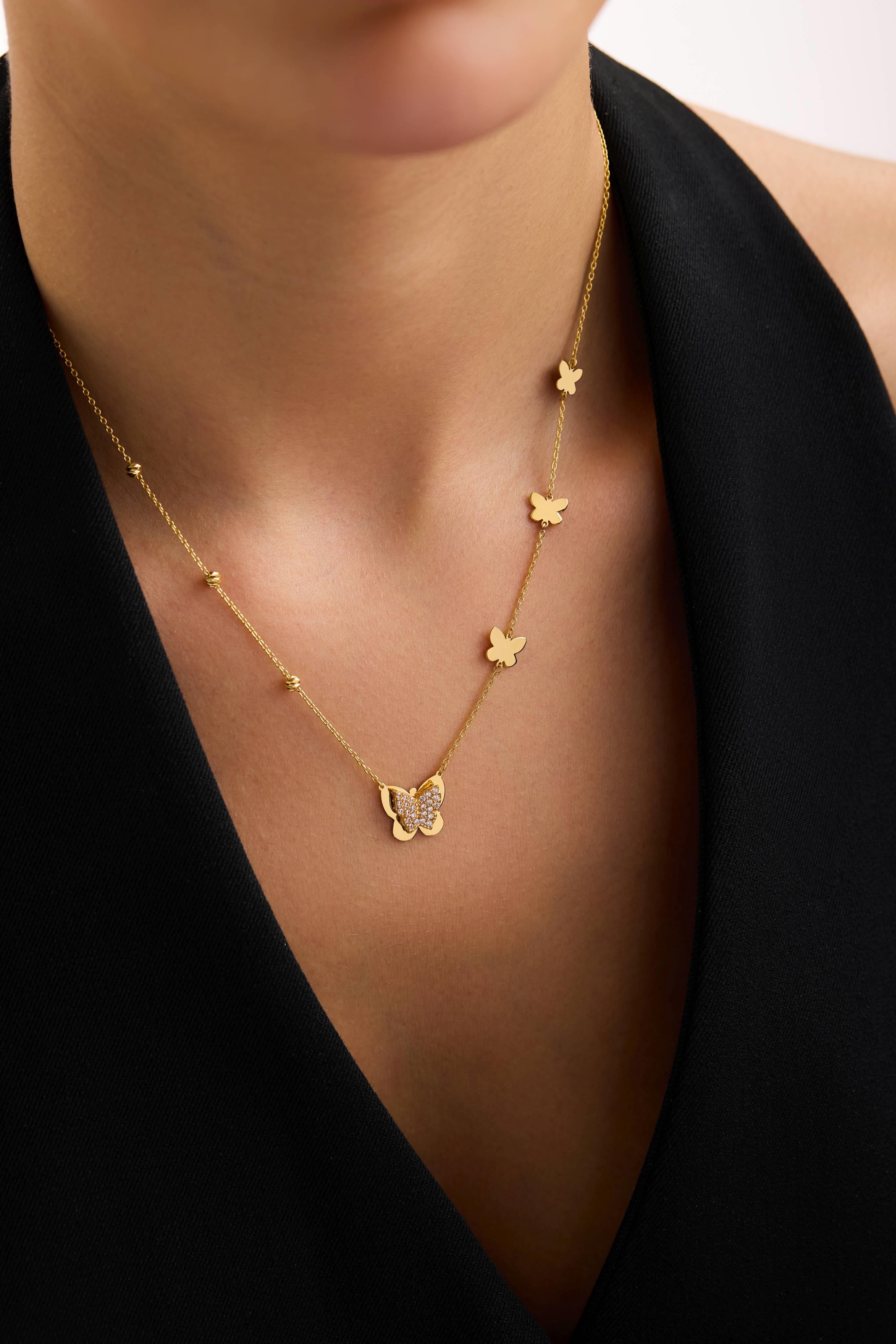 22 Ayar Kelebek Altın Kolye