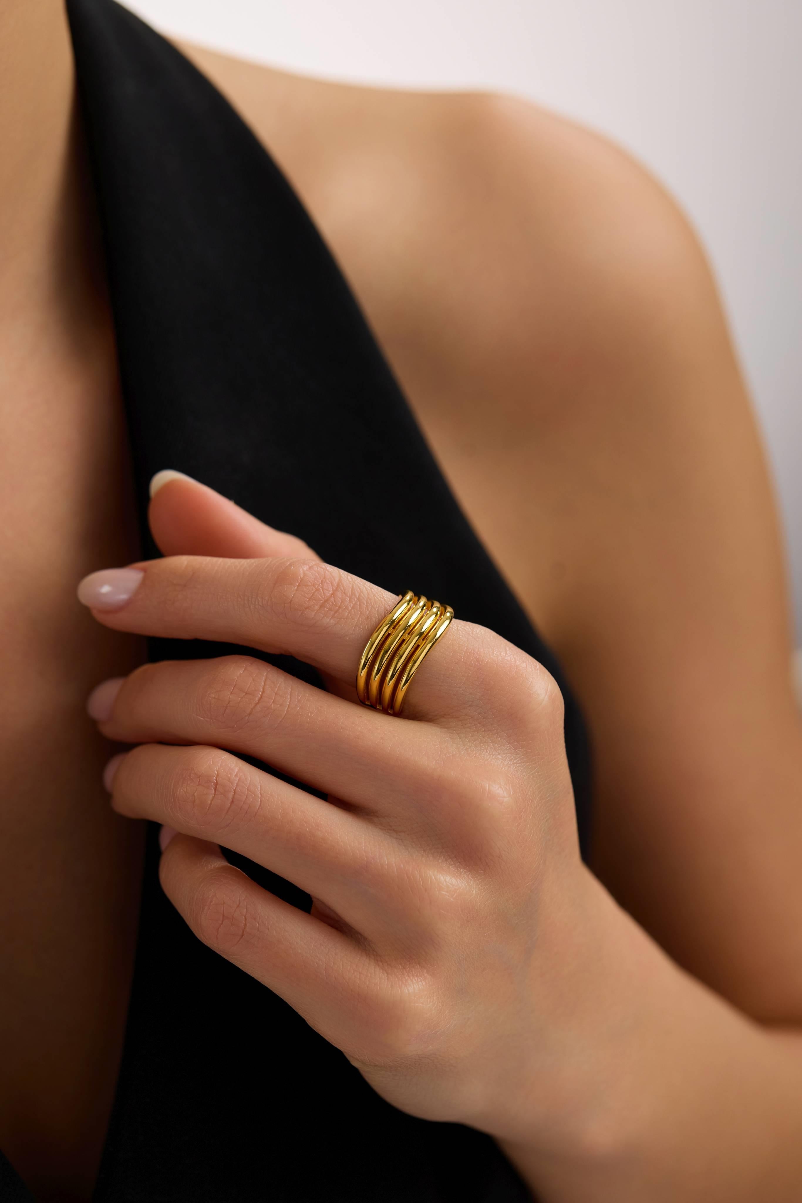 22 Ayar Minimal Sıralı Altın Yüzük