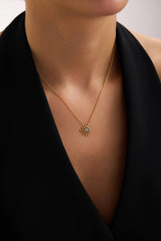 22 Ayar Nazarlı Güneş Altın Kolye