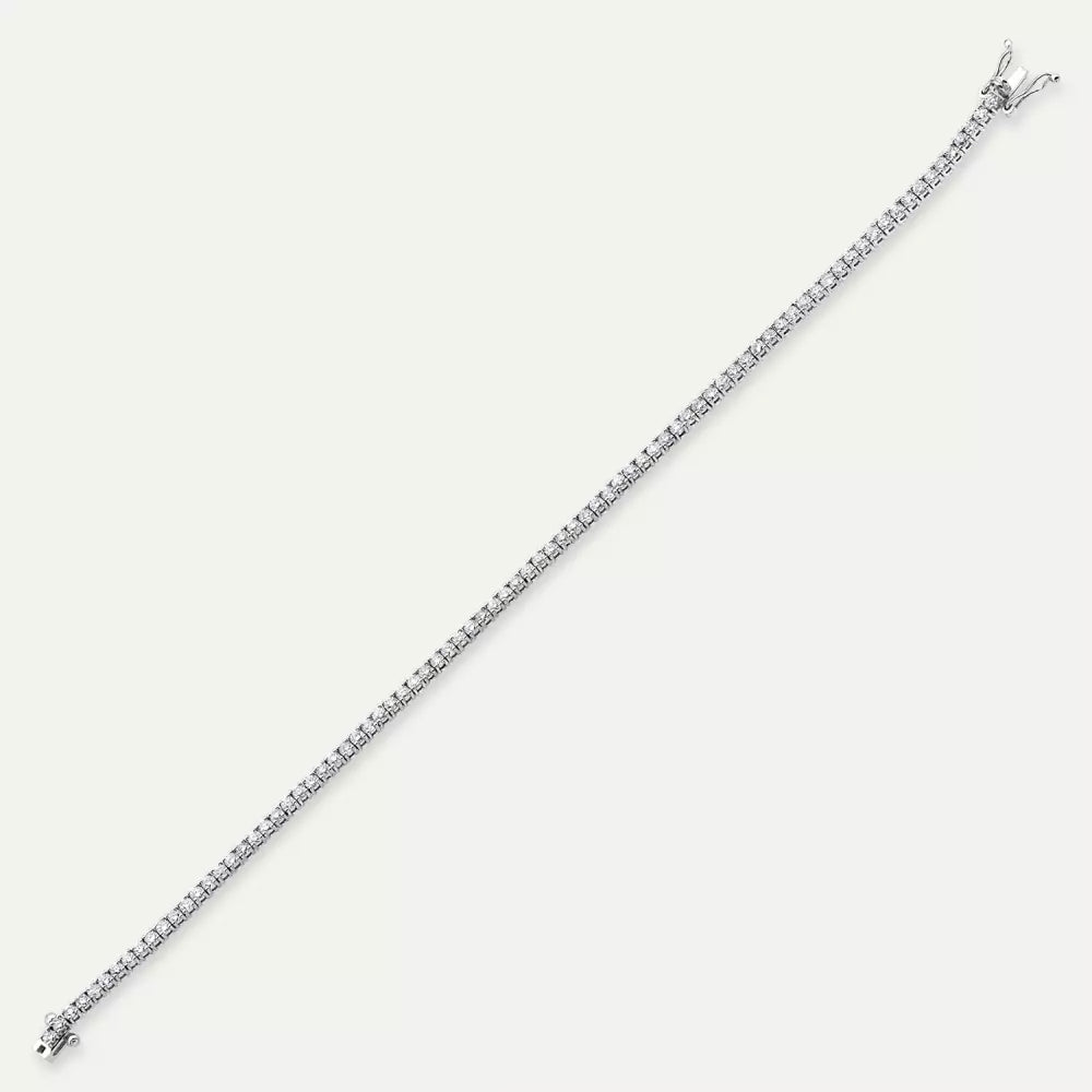 2.50 CT Pırlanta Taşlı Beyaz Altın Suyolu Bileklik