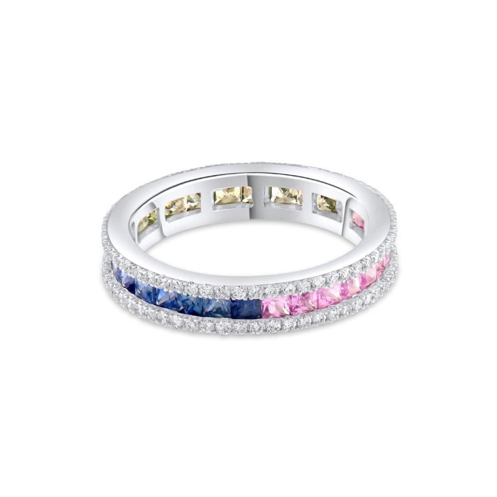 3,38 Karat Pırlanta Multi Color Safir Yüzük
