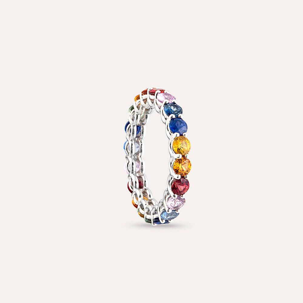 3.69 CT Multicolor Safir Taşlı Tamtur Beyaz Altın Yüzük
