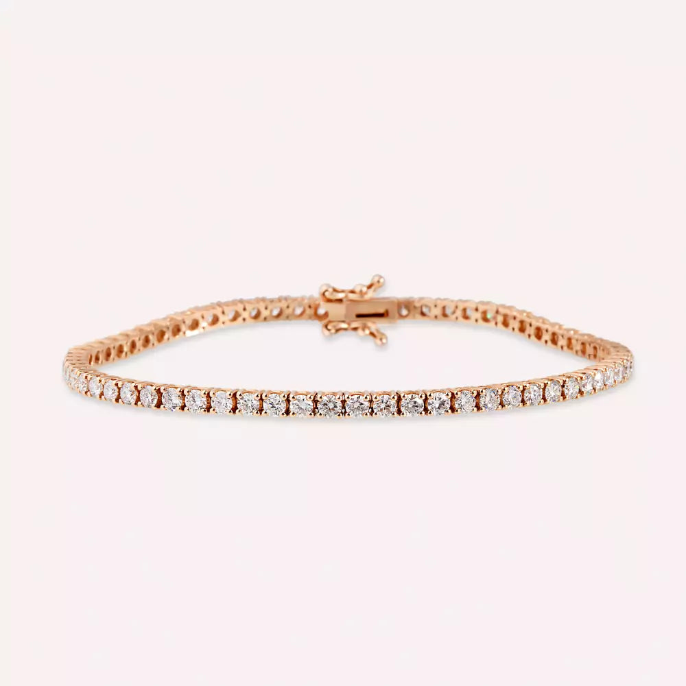 3.20 CT Pırlanta Taşlı Rose Altın Suyolu Bileklik