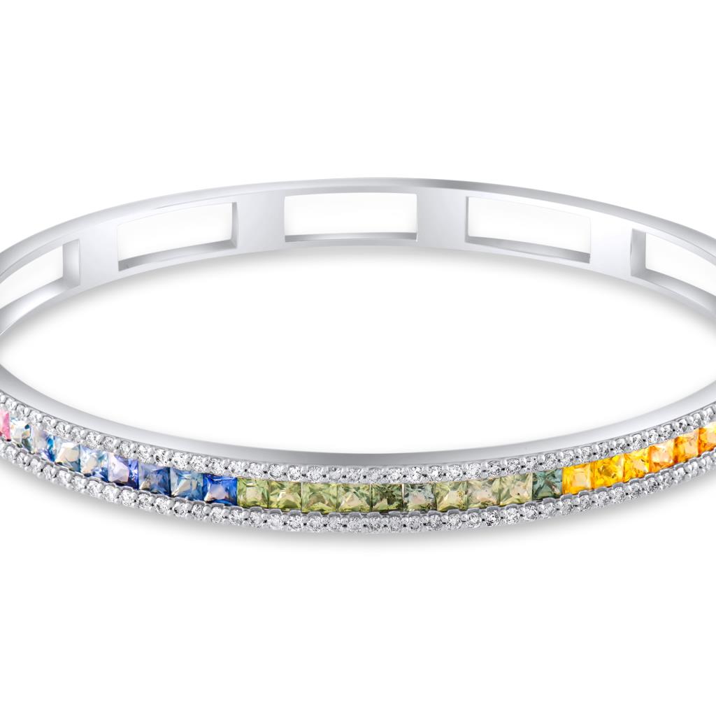 5,42 Karat Pırlanta Multi Color Safir Bileklik