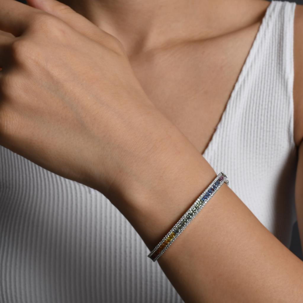 5,42 Karat Pırlanta Multi Color Safir Bileklik