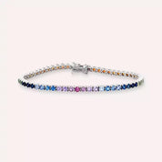 5.15 CT Multicolor Safir Taşlı Beyaz Altın Suyolu Bileklik