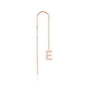 14 Ayar Altın Zincir Taşlı Harf Tek Küpe
