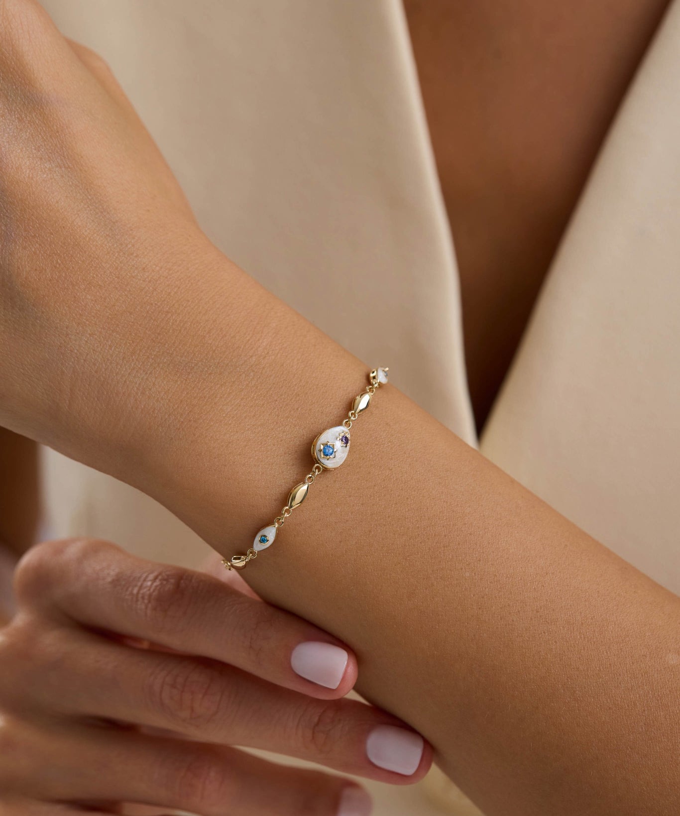 14 Ayar Mineli Nazar Altın Bileklik 1