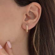 14 Ayar Altın Oval Charm Küpe