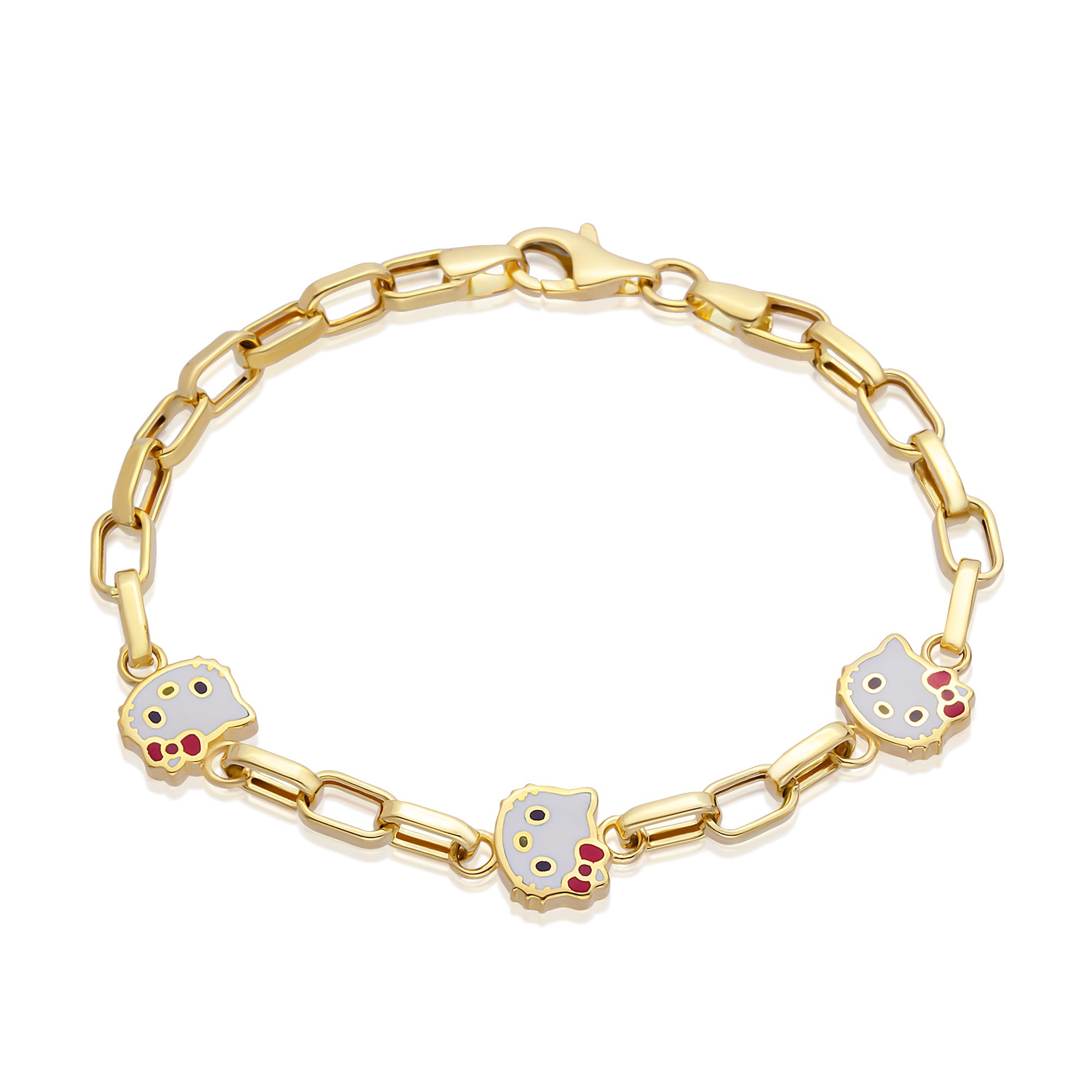 14 Ayar Altın İtalyan Zincir Hello Kitty Çocuk Künye Bileklik