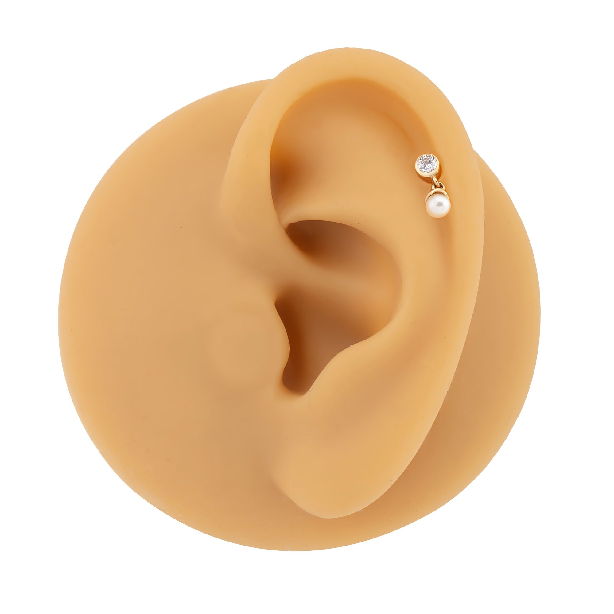 14 Ayar Altın İnci Sallantılı Piercing