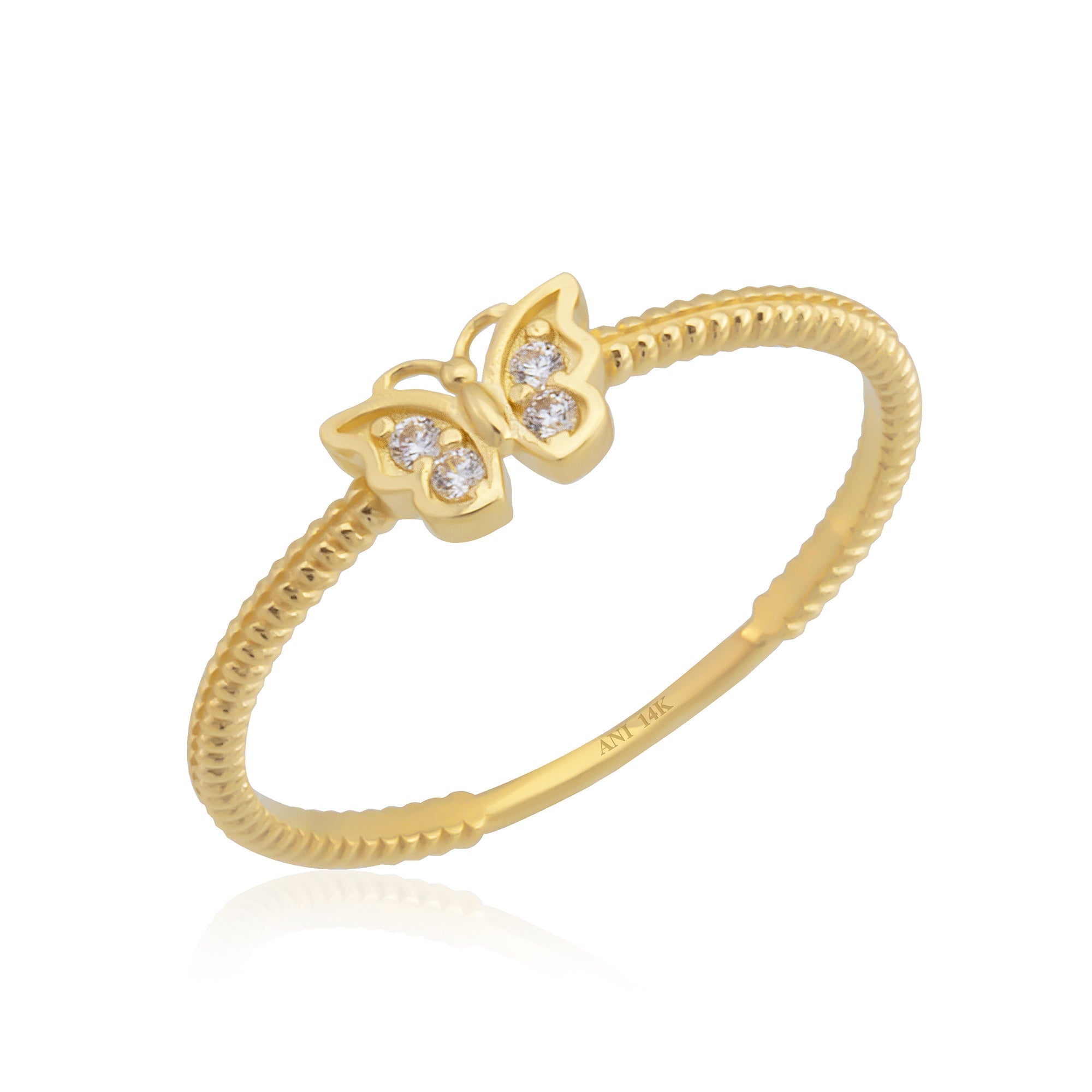 14 Ayar Altın Minimal Kelebek Yüzük