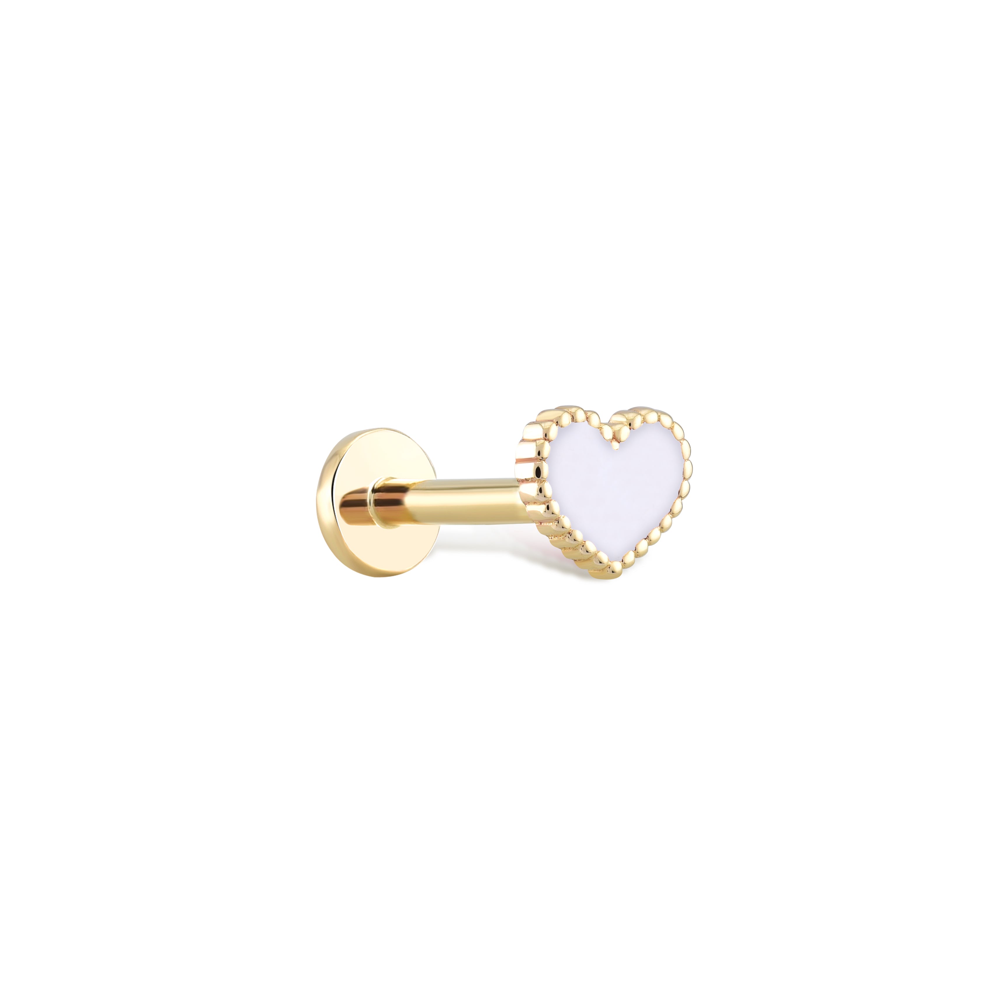 Makaron Mineli Kalp Altın Piercing