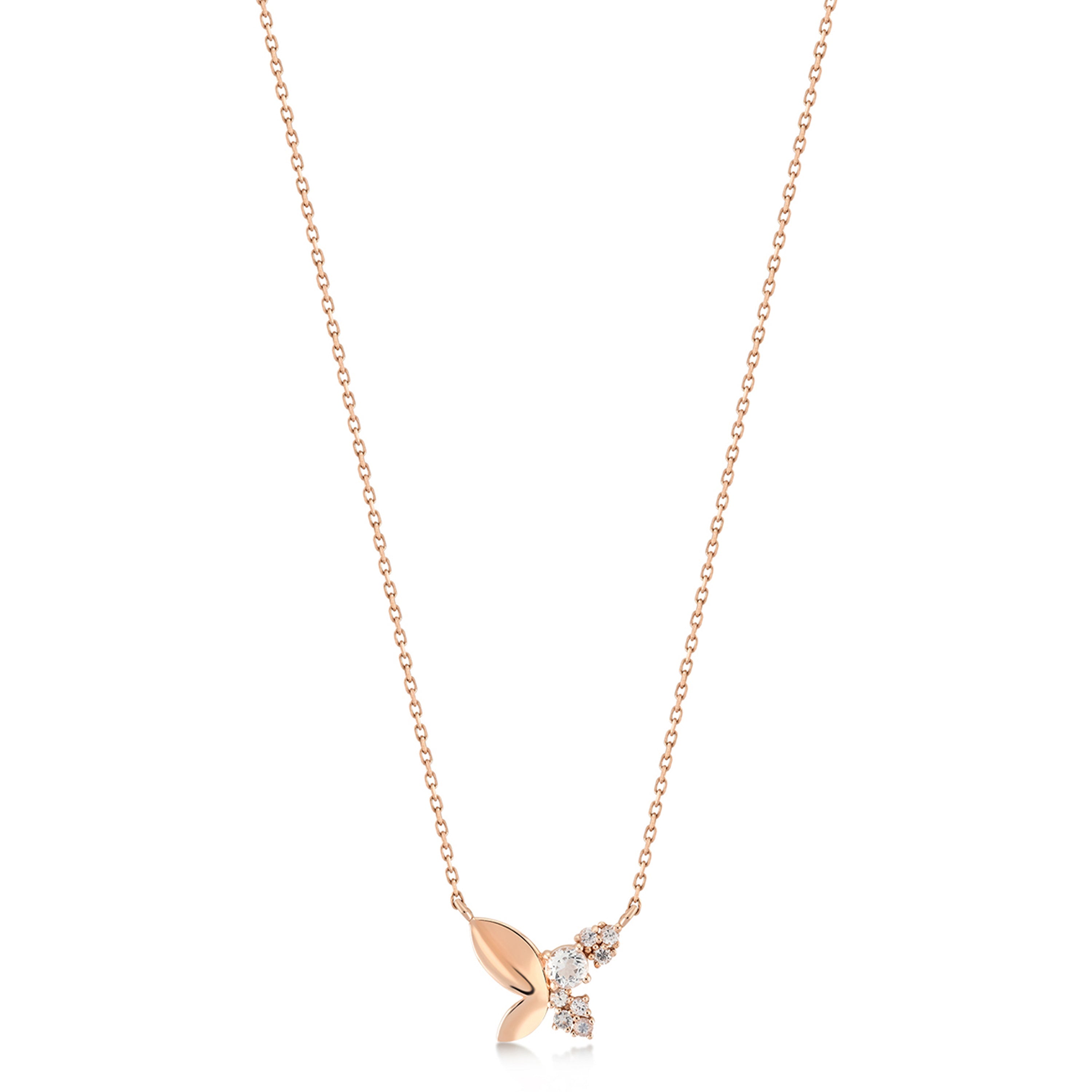 Cabaret Beyaz Safir Kelebek Altın Kolye