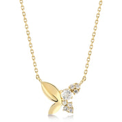 Cabaret Beyaz Safir Kelebek Altın Kolye